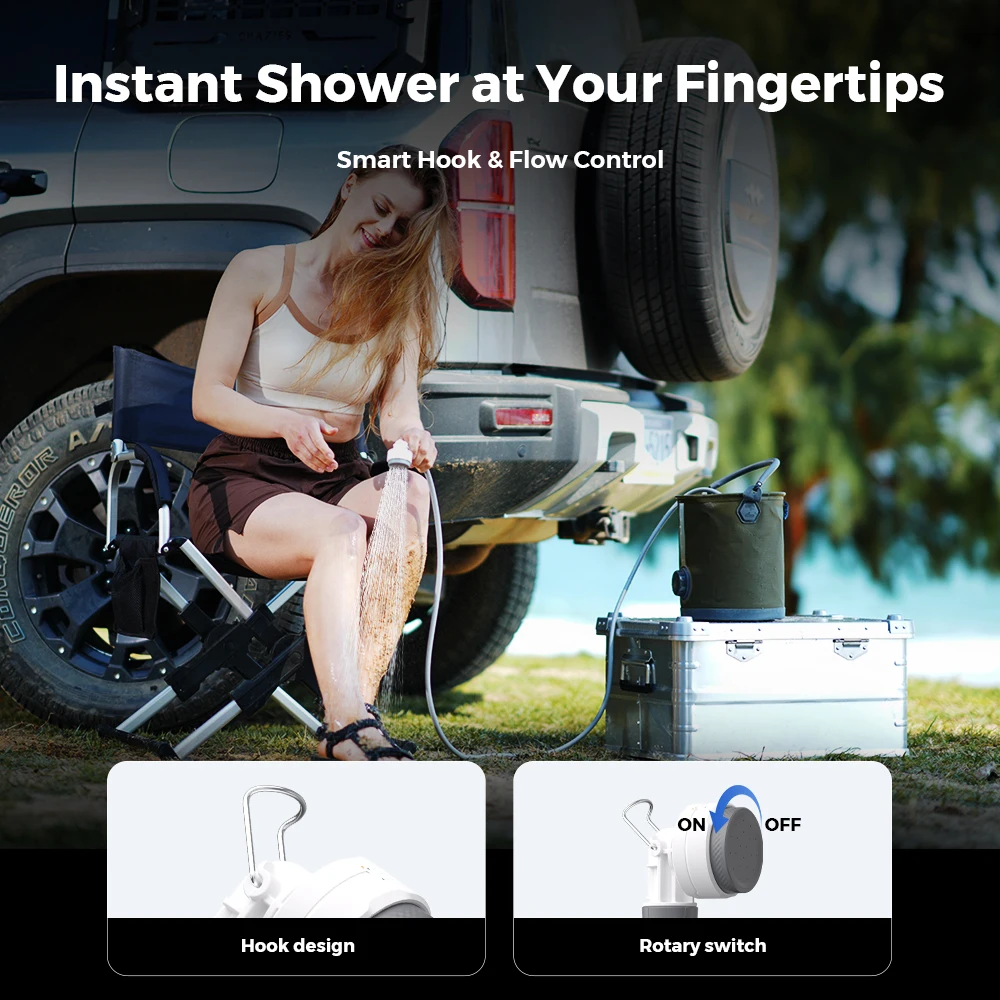 Douche de camping en plein air Pompe compacte. IPX7 étanche – Image 3