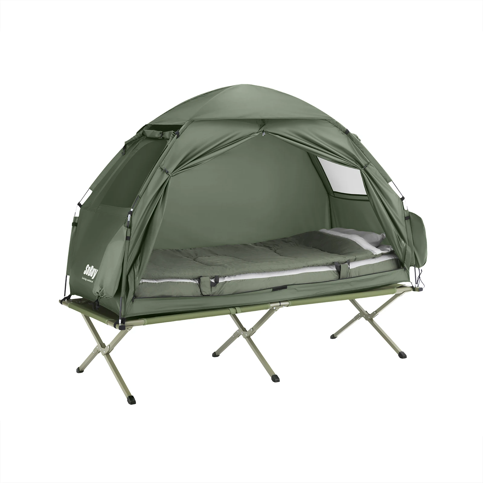 tente Camping, bivouac 1 personne (4 en 1 tentes Igloo) pompe à air électrique