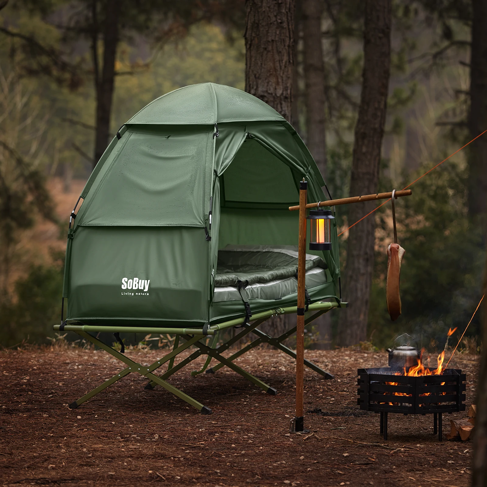 tente Camping, bivouac 1 personne (4 en 1 tentes Igloo) pompe à air électrique – Image 2