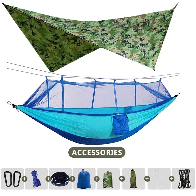 Hamac double 260x140cm, léger , moustiquaire et bache protection – Image 12