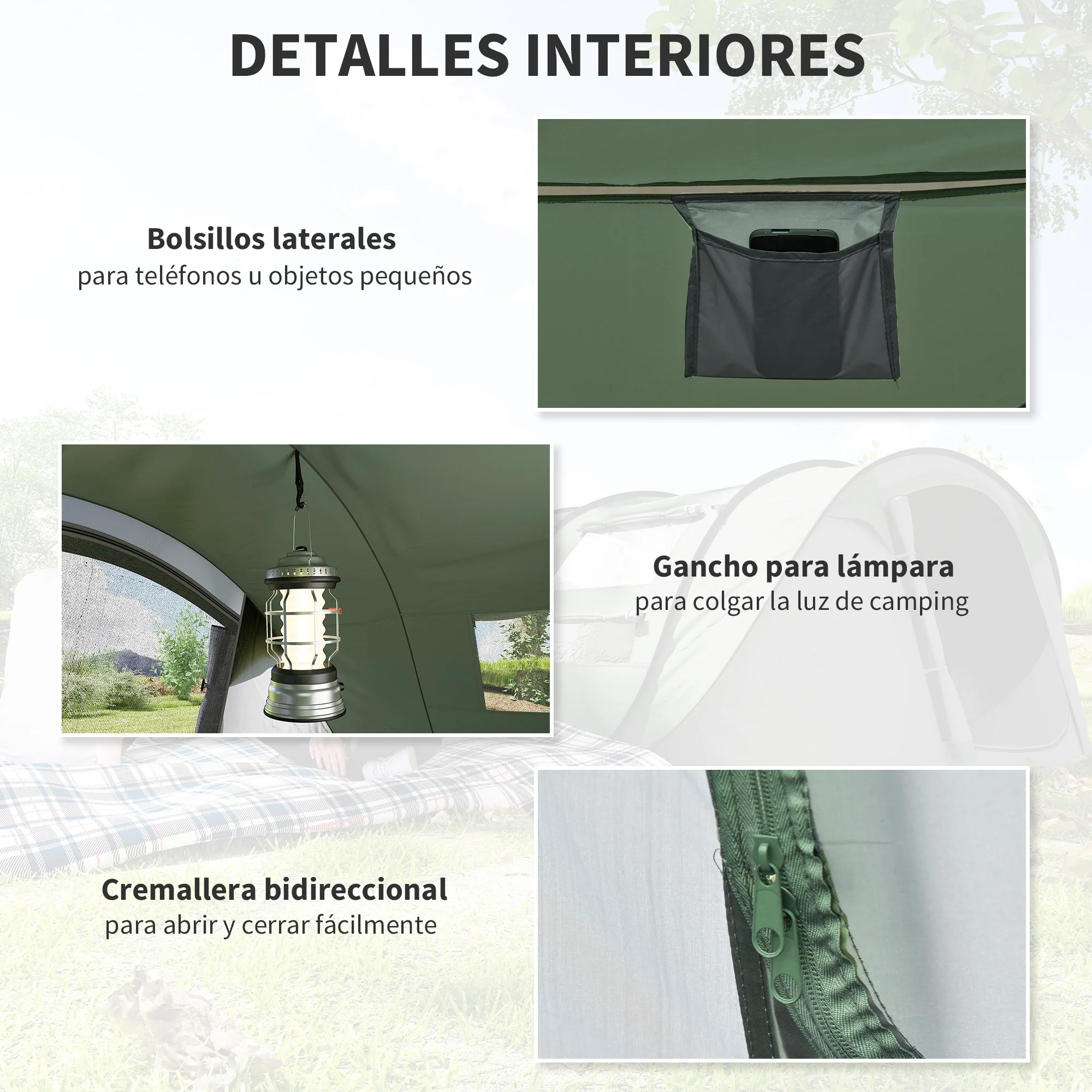 Tente camping 3/4 personnes,1 chambre, pop-up 5 s Outsunny, – Image 4