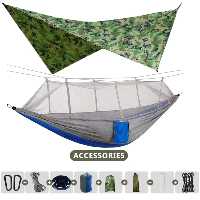 Hamac double 260x140cm, léger , moustiquaire et bache protection – Image 8