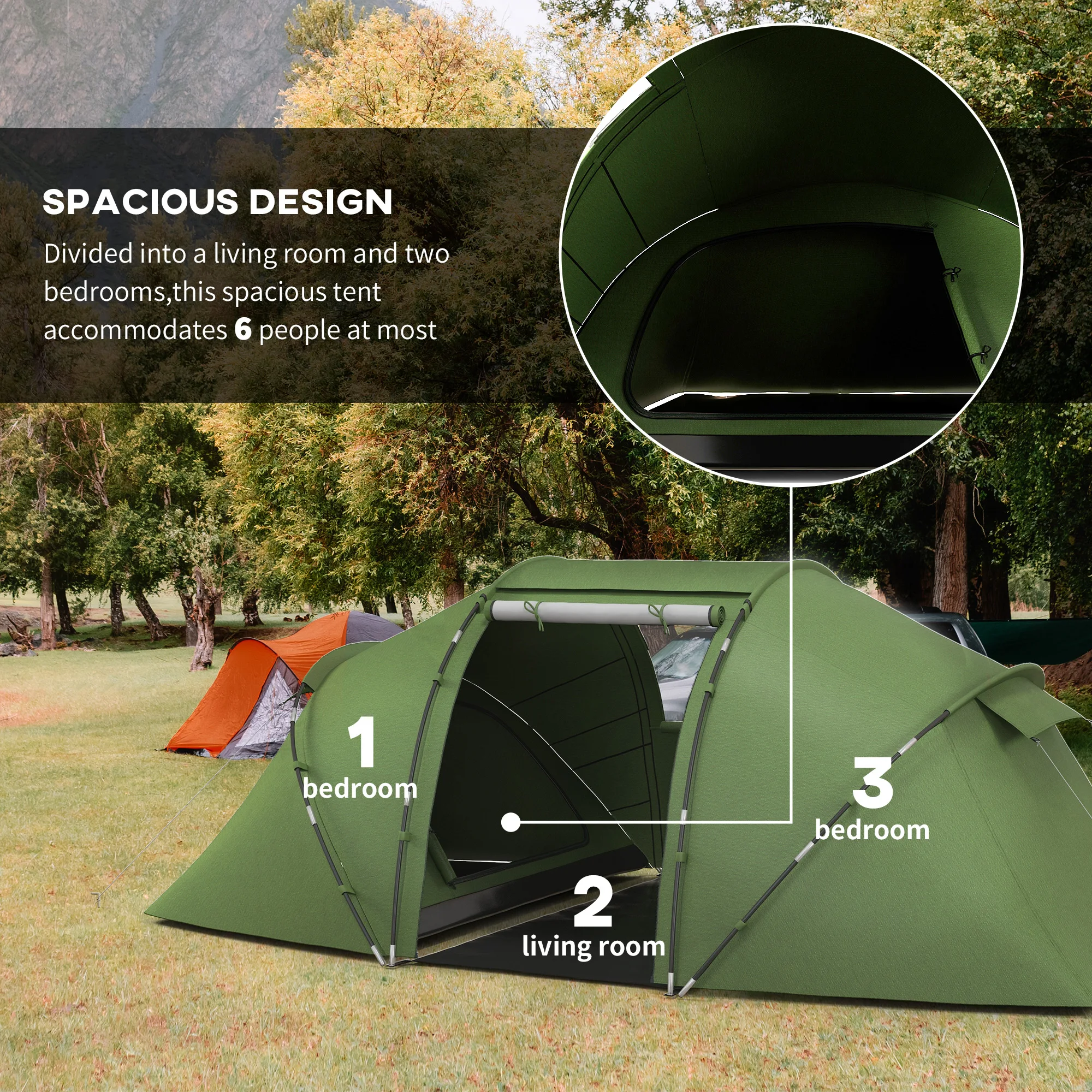 Tente Camping 4/6 personnes 2 chambres Outsunny – Image 4