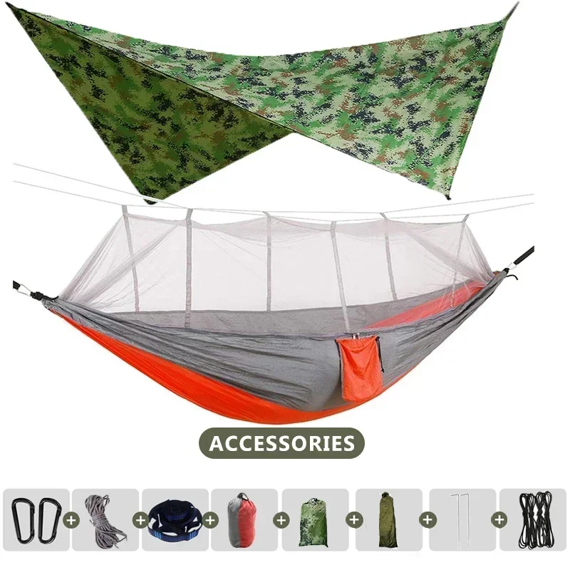 Hamac double 260x140cm, léger , moustiquaire et bache protection – Image 13