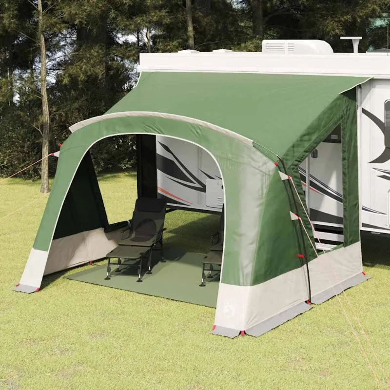 5-Person Caravan Tent with Green Roof 410 X 275 X 245 cm Suitable for Outdoor Use