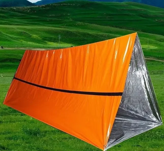 tente survie bivouac, abri d'urgence 1/2 personnes, sac de couchage, couverture thermique imperméable – Image 8