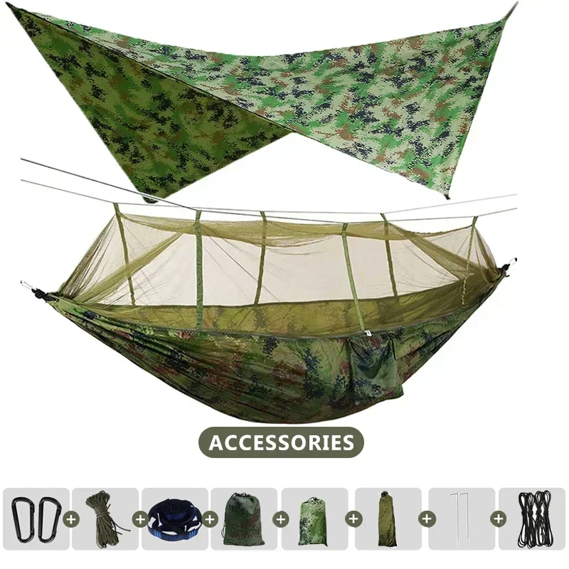 Hamac double 260x140cm, léger , moustiquaire et bache protection – Image 7