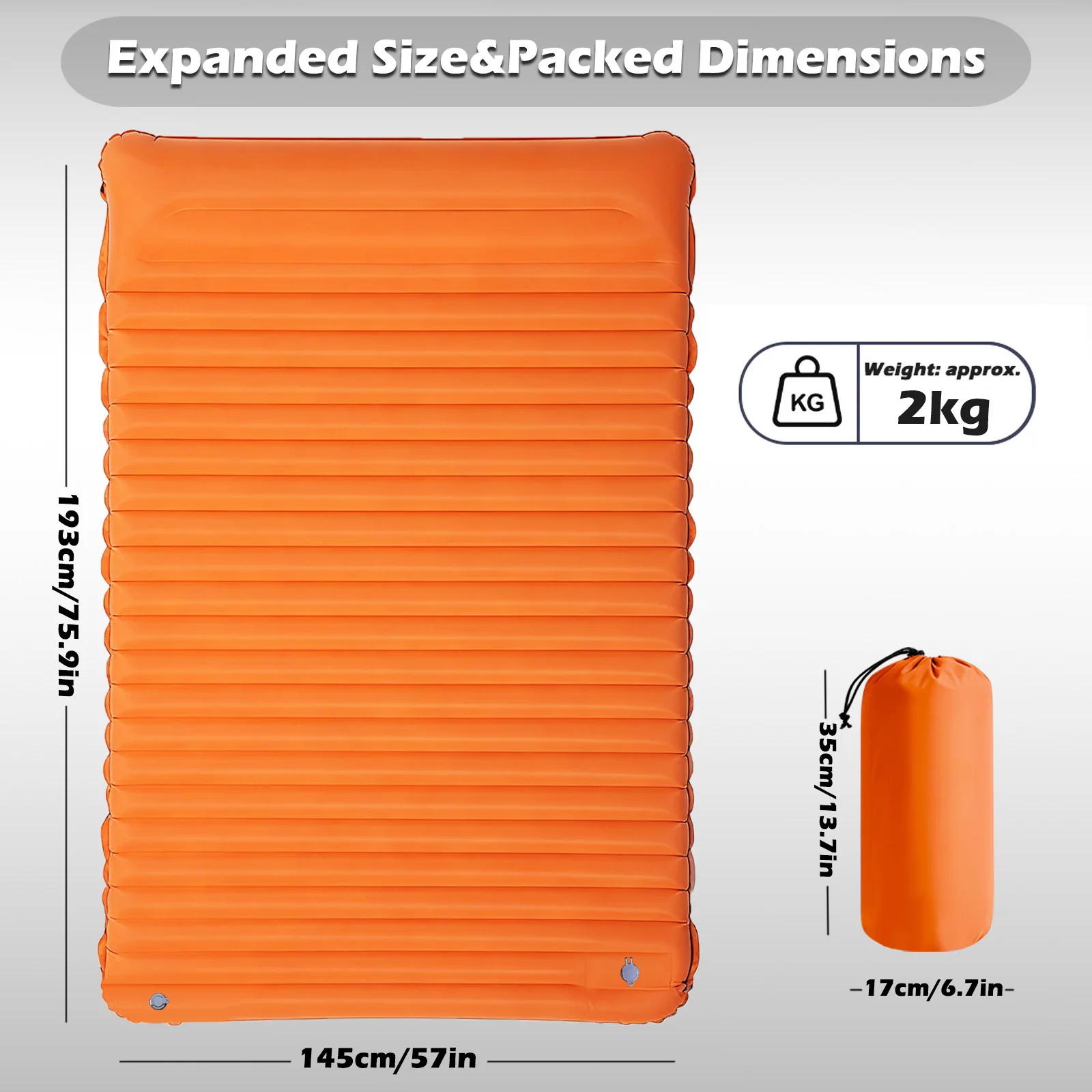 Matelas camping 2 personnes auto-gonflant extra épais de 10cm
