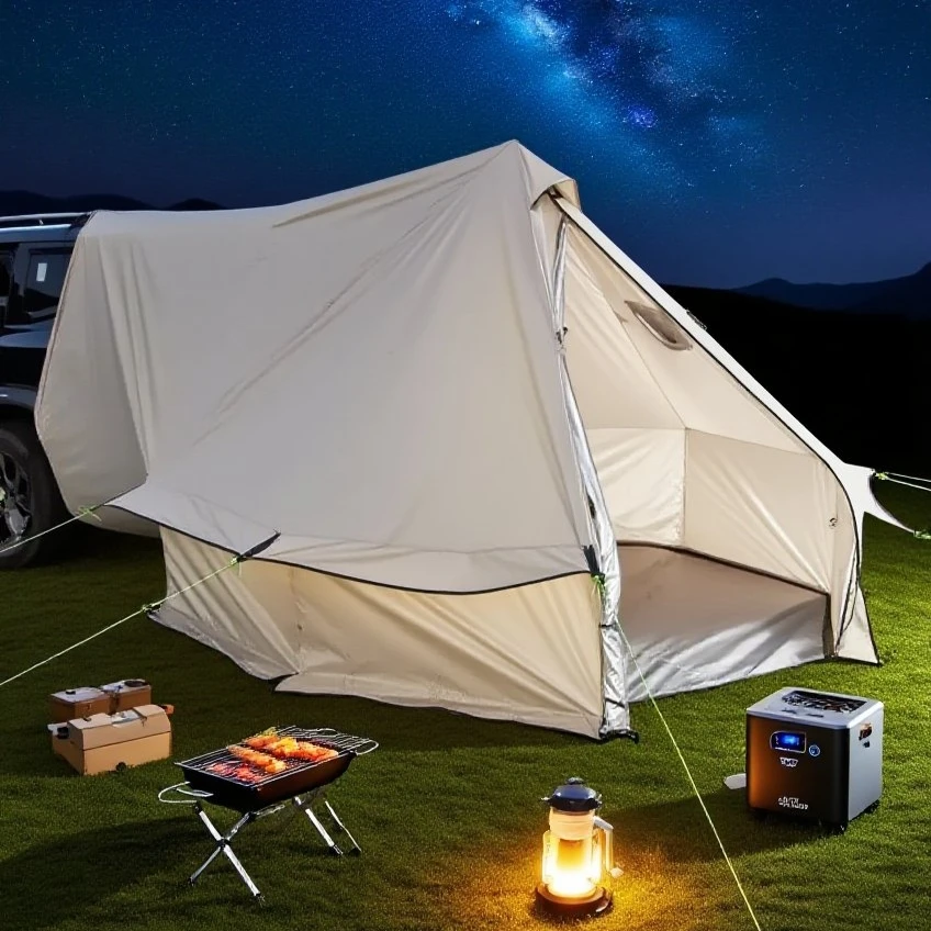 Tente coffre voiture camping avec cheminée pour poêle - 6/8 personnes – Image 5