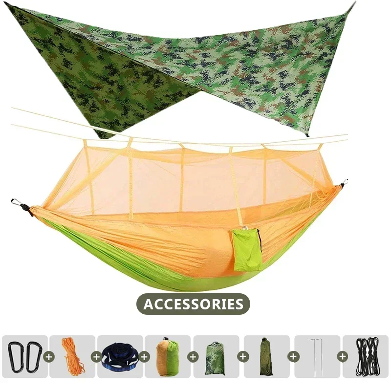 Hamac double 260x140cm, léger , moustiquaire et bache protection – Image 10