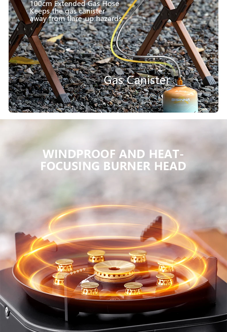 Cuisinière à gaz de Camping Portable 10000W haute puissance de feu brûleur de feu fort – Image 14