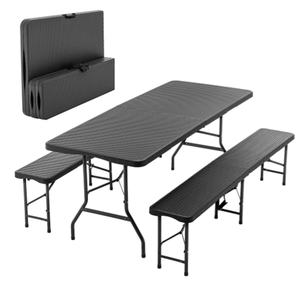 Table de pique-nique pliante de 1,80 m avec 2 bancs – Image 5