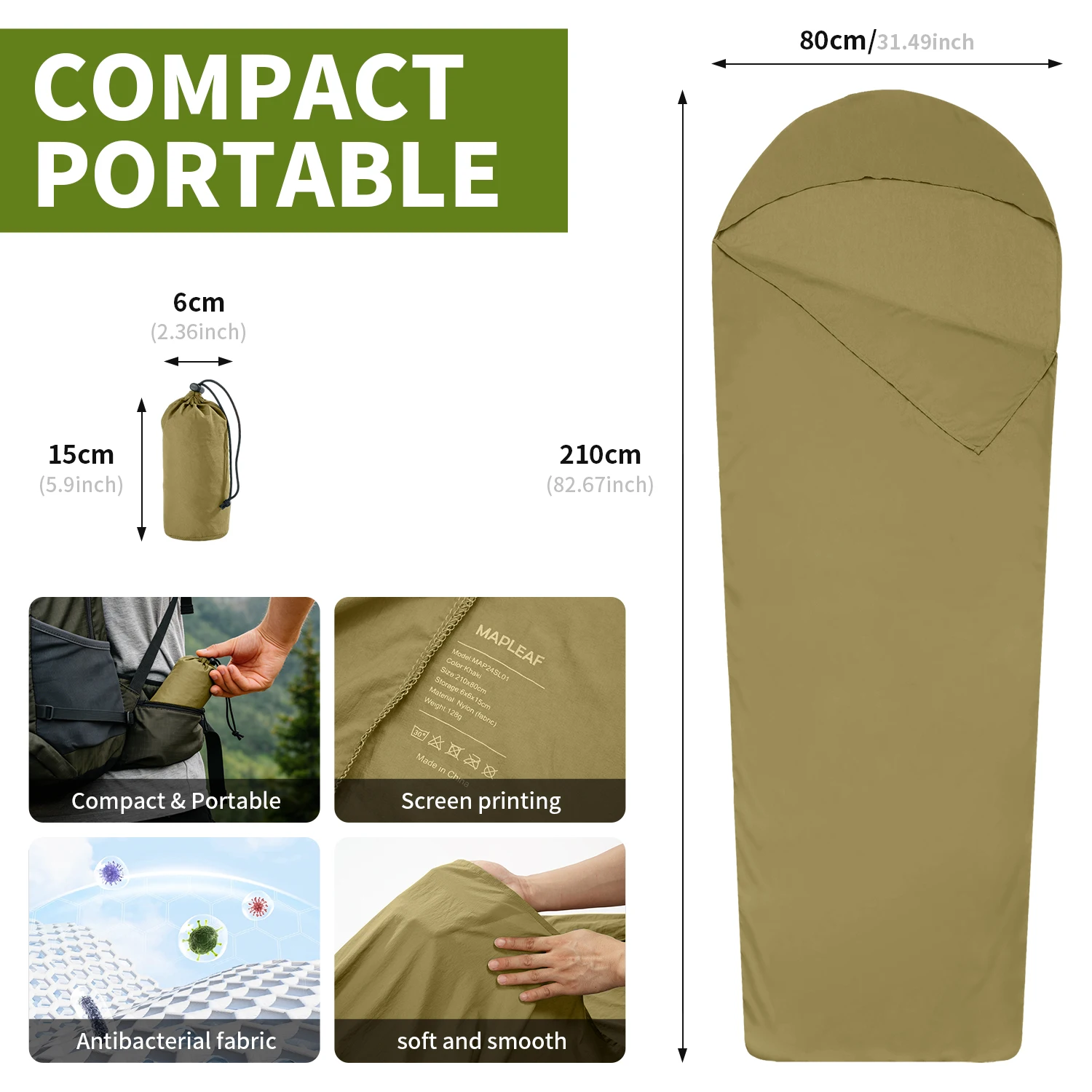 MAPLEAF Sleeping Bag Liner Lightweight Portable Summer Camping Sheet Outdoor Travel Hiking Backpacking Sleeping Bags – Image 5