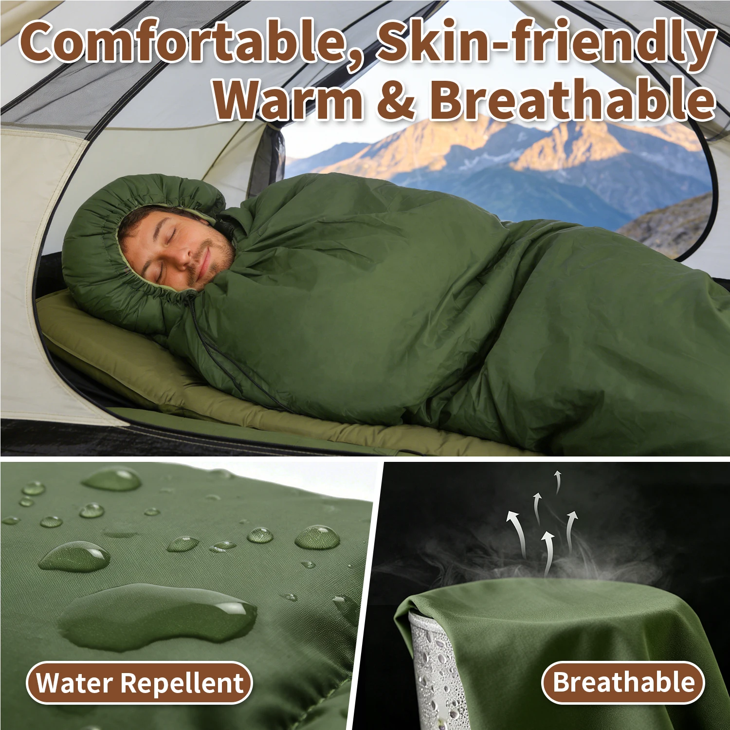 Sac de couchage enveloppe imperméable léger en feuille d'érable 15/5°C 3 saison – Image 2
