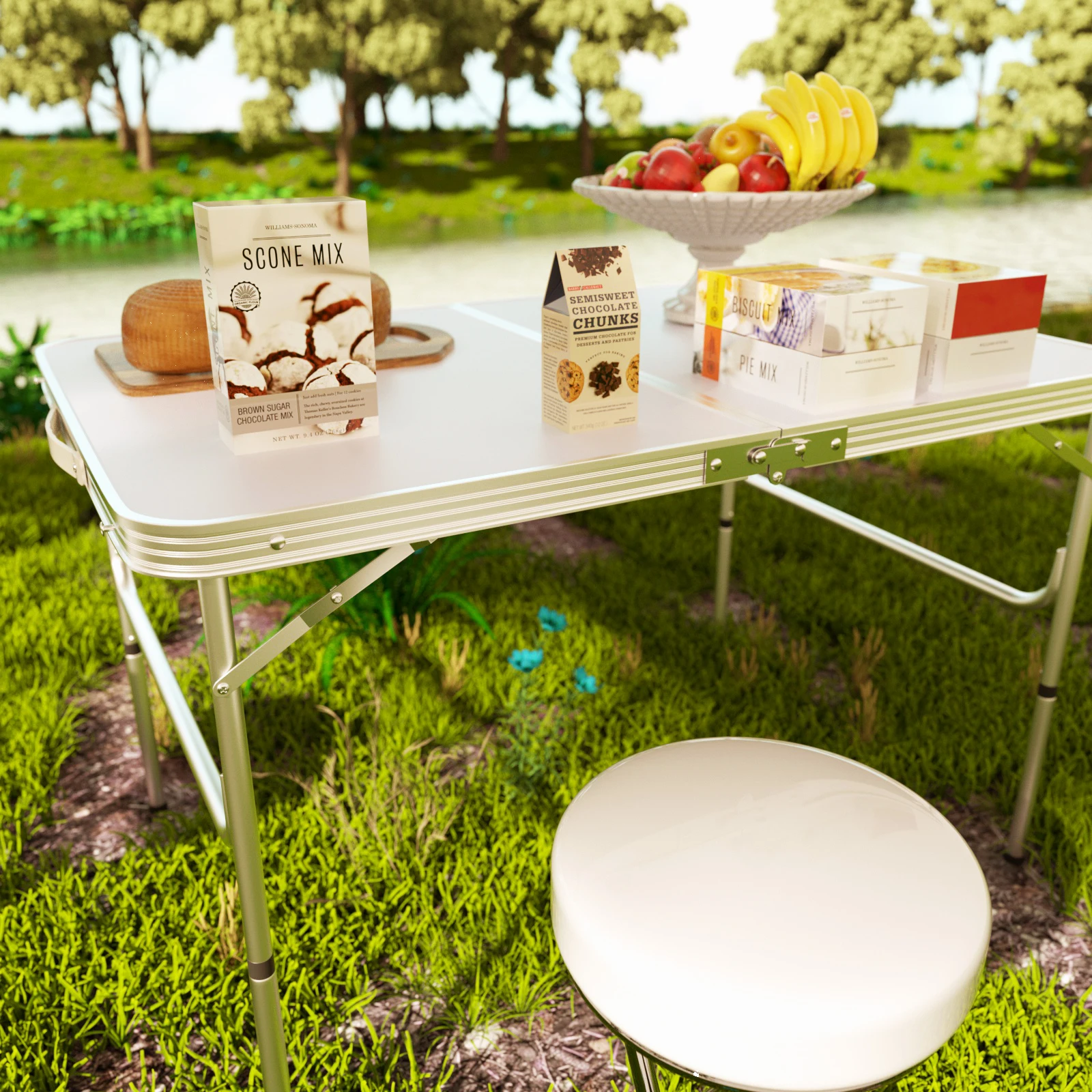 Table de camping légère portable de 90 cm, pieds en caoutchouc antidérapants, aluminium – Image 2