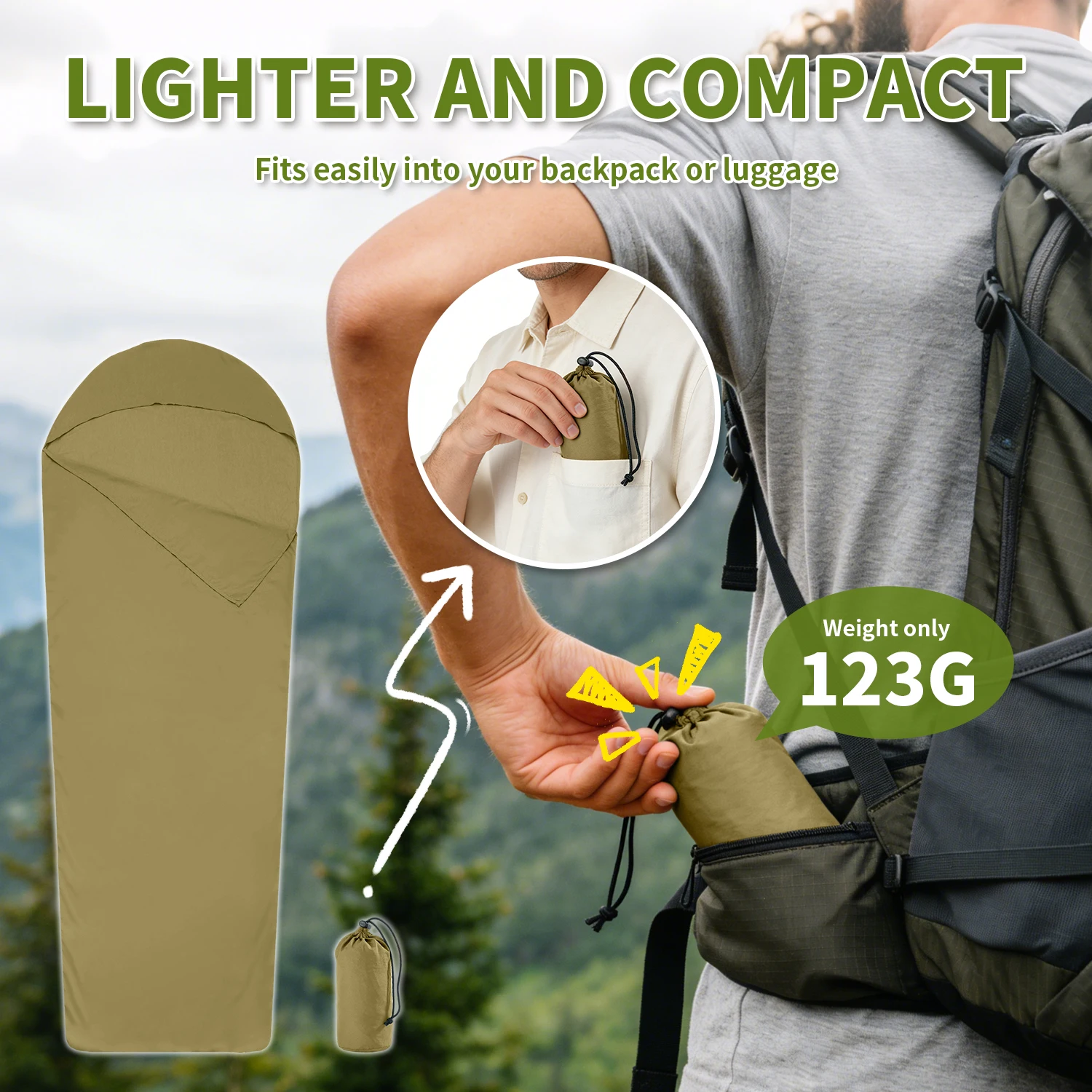MAPLEAF Sleeping Bag Liner Lightweight Portable Summer Camping Sheet Outdoor Travel Hiking Backpacking Sleeping Bags – Image 4