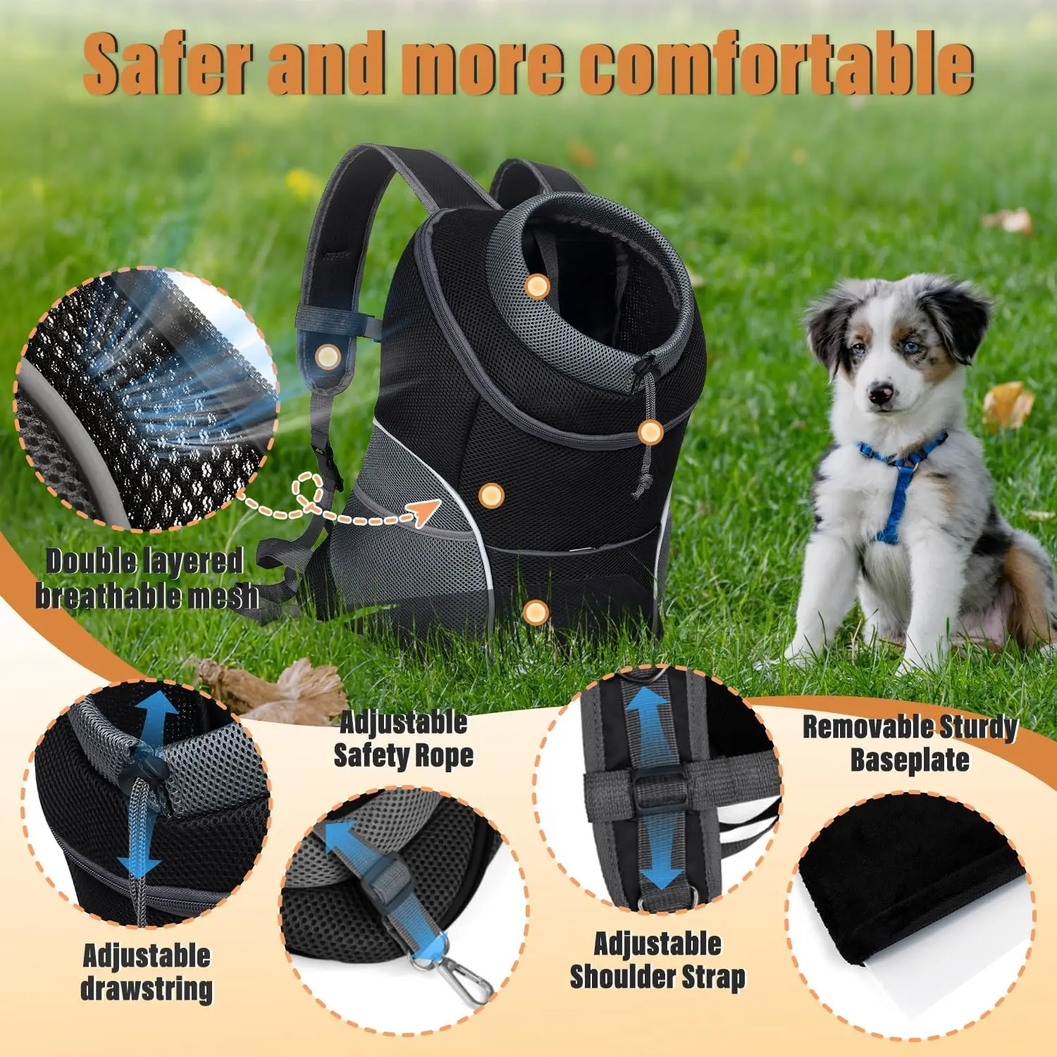 Sac à dos de transport pour animaux de compagnie petits chiens et chats – Image 4