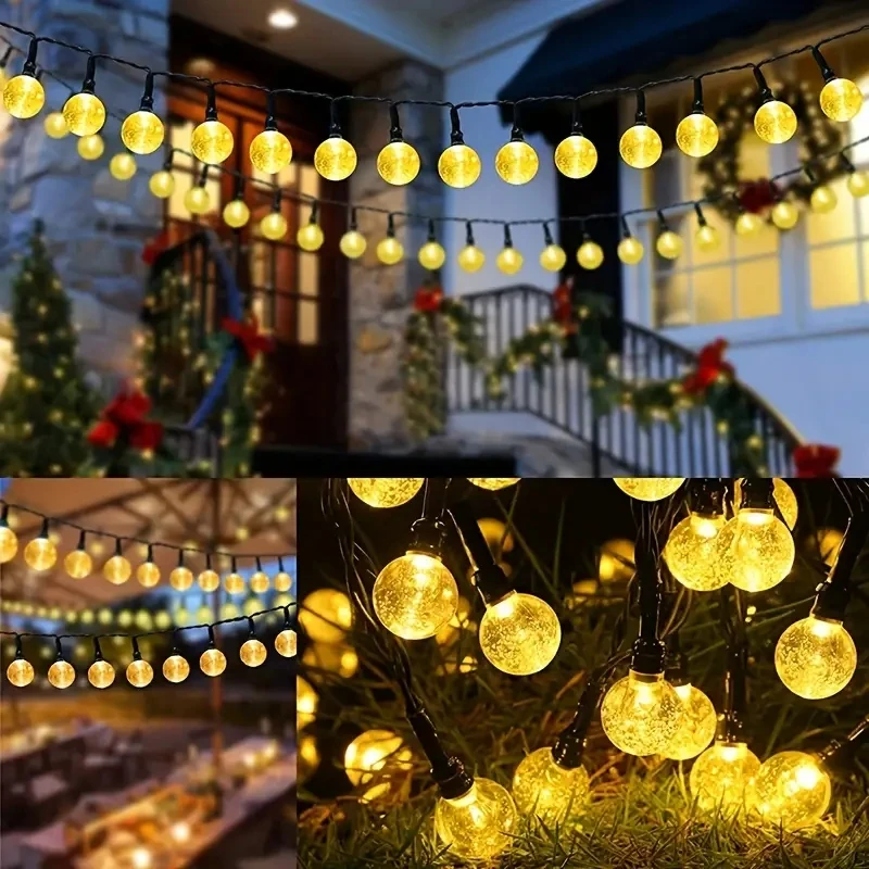 Guirlande lumineuse solaire étanche à bulles de 5 m/6,5 m, extérieure décoration – Image 9