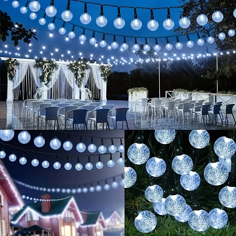 Guirlande lumineuse solaire étanche à bulles de 5 m/6,5 m, extérieure décoration – Image 8
