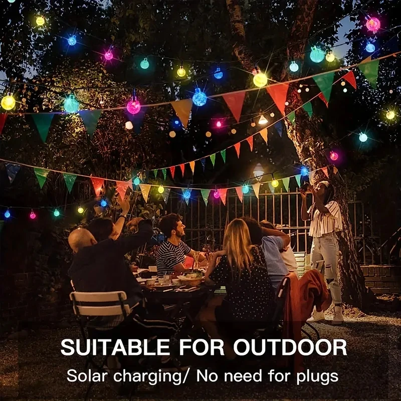 Guirlande lumineuse solaire étanche à bulles de 5 m/6,5 m, extérieure décoration – Image 4