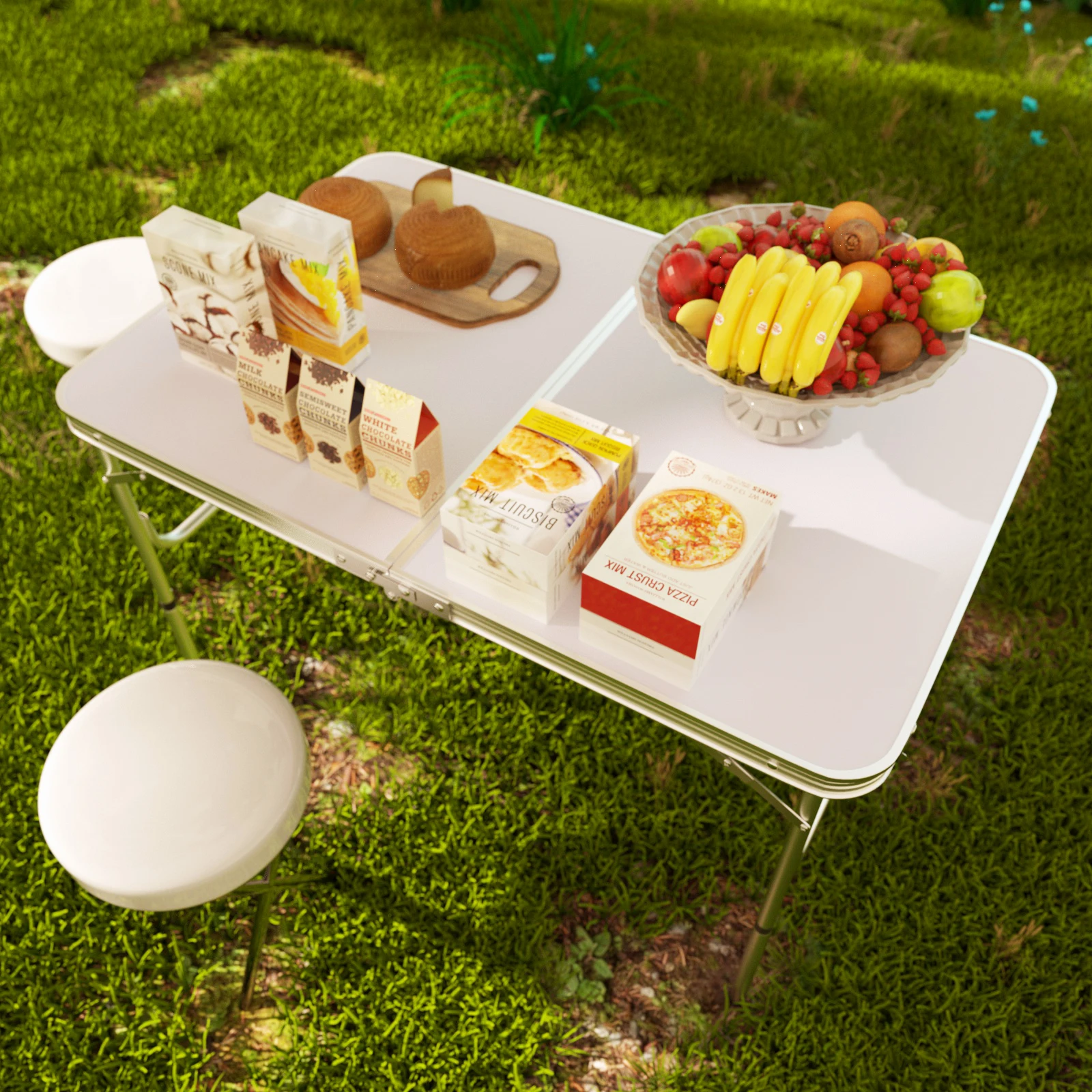 Table de camping légère portable de 90 cm, pieds en caoutchouc antidérapants, aluminium – Image 6