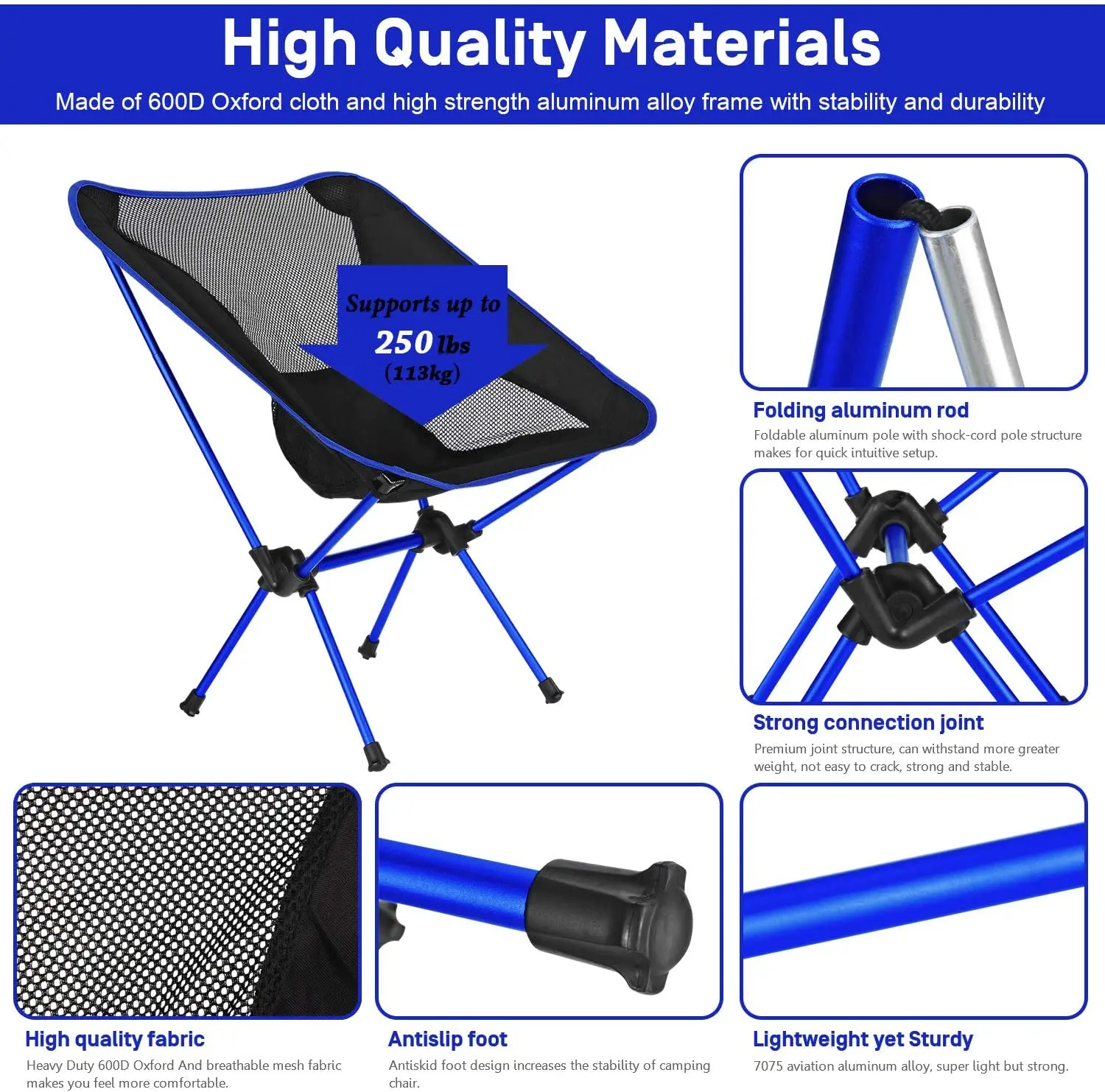 Chaise pliante Chaise légère portable ultra-légère et amovible Siège allongé pliable Pêche Camping Maison BBQ Jardin Randonnée – Image 2