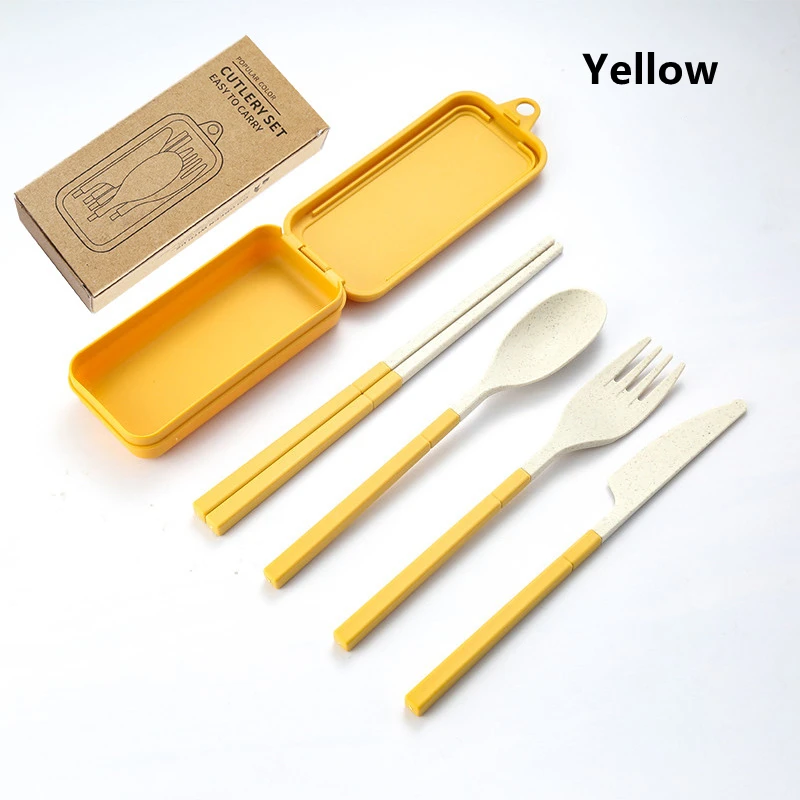 ensemble de 4 pièces de couvert détachables Portable en paille de blé – Image 6