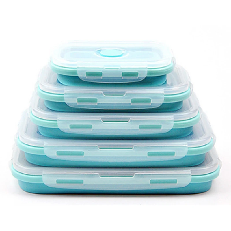 Boîte à déjeuner pliable en silicone, ensemble de 3/4 pièces