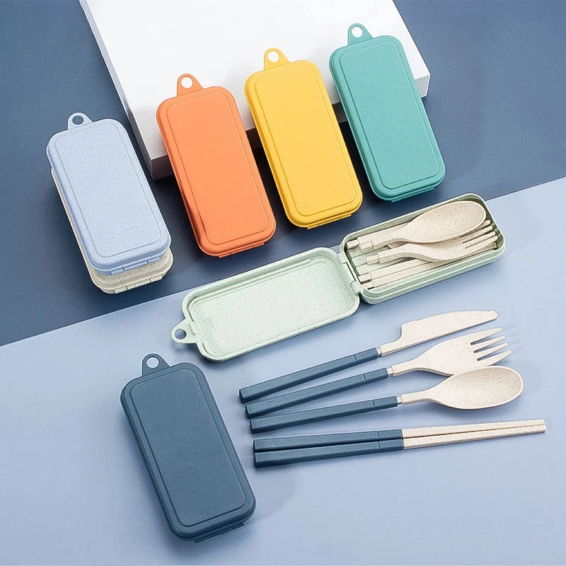 ensemble de 4 pièces de couvert détachables Portable en paille de blé – Image 17