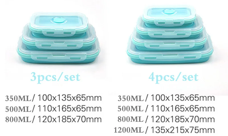 Boîte à déjeuner pliable en silicone, ensemble de 3/4 pièces – Image 5
