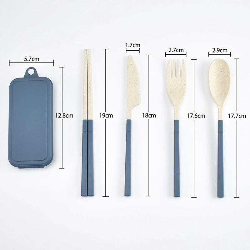 ensemble de 4 pièces de couvert détachables Portable en paille de blé – Image 25