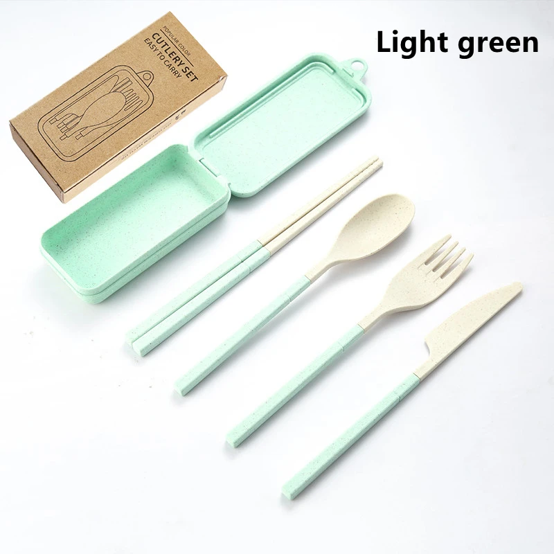 ensemble de 4 pièces de couvert détachables Portable en paille de blé – Image 7