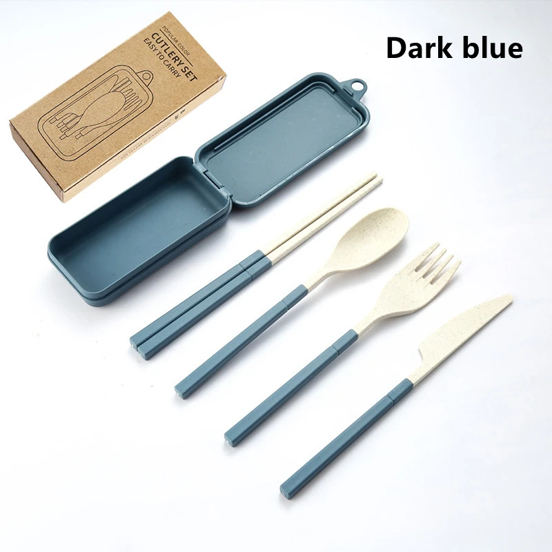 ensemble de 4 pièces de couvert détachables Portable en paille de blé – Image 11