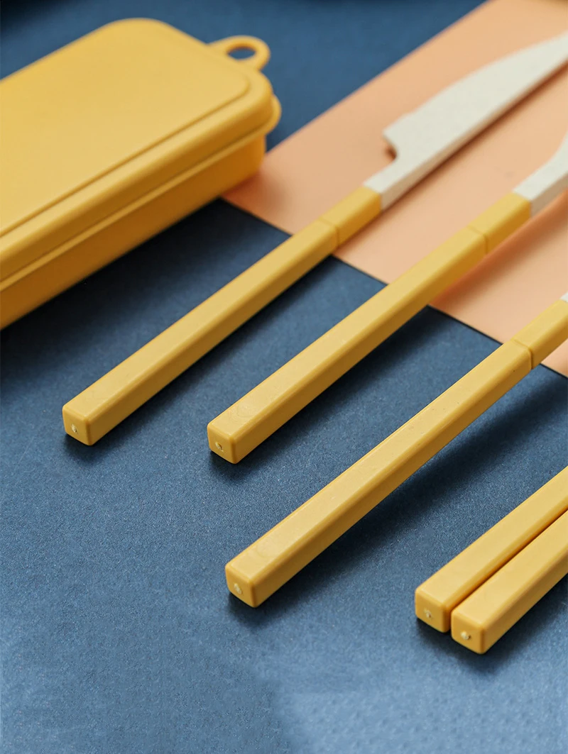 ensemble de 4 pièces de couvert détachables Portable en paille de blé – Image 15