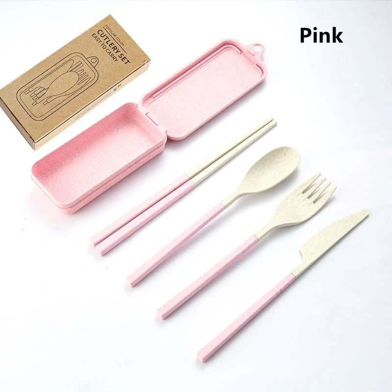 ensemble de 4 pièces de couvert détachables Portable en paille de blé – Image 8