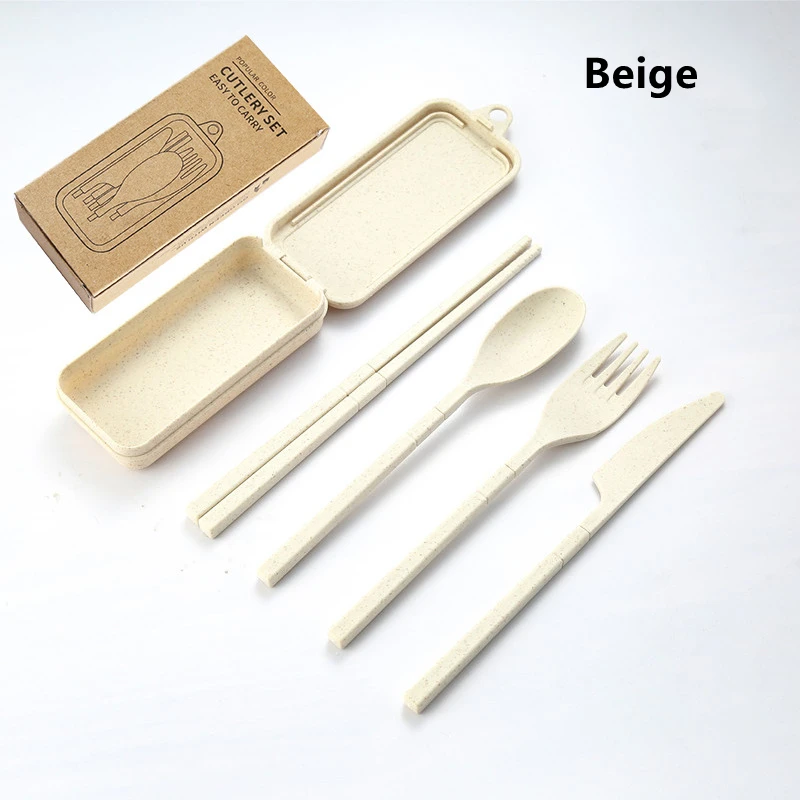 ensemble de 4 pièces de couvert détachables Portable en paille de blé – Image 9