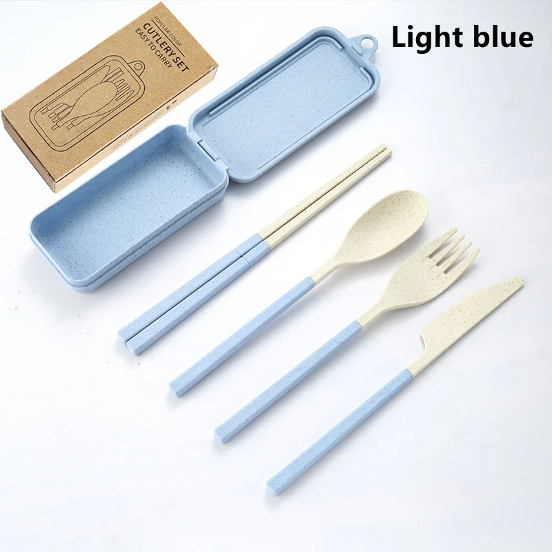 ensemble de 4 pièces de couvert détachables Portable en paille de blé – Image 5