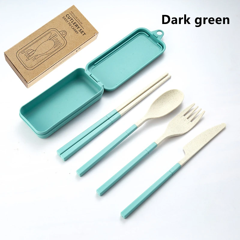 ensemble de 4 pièces de couvert détachables Portable en paille de blé – Image 10