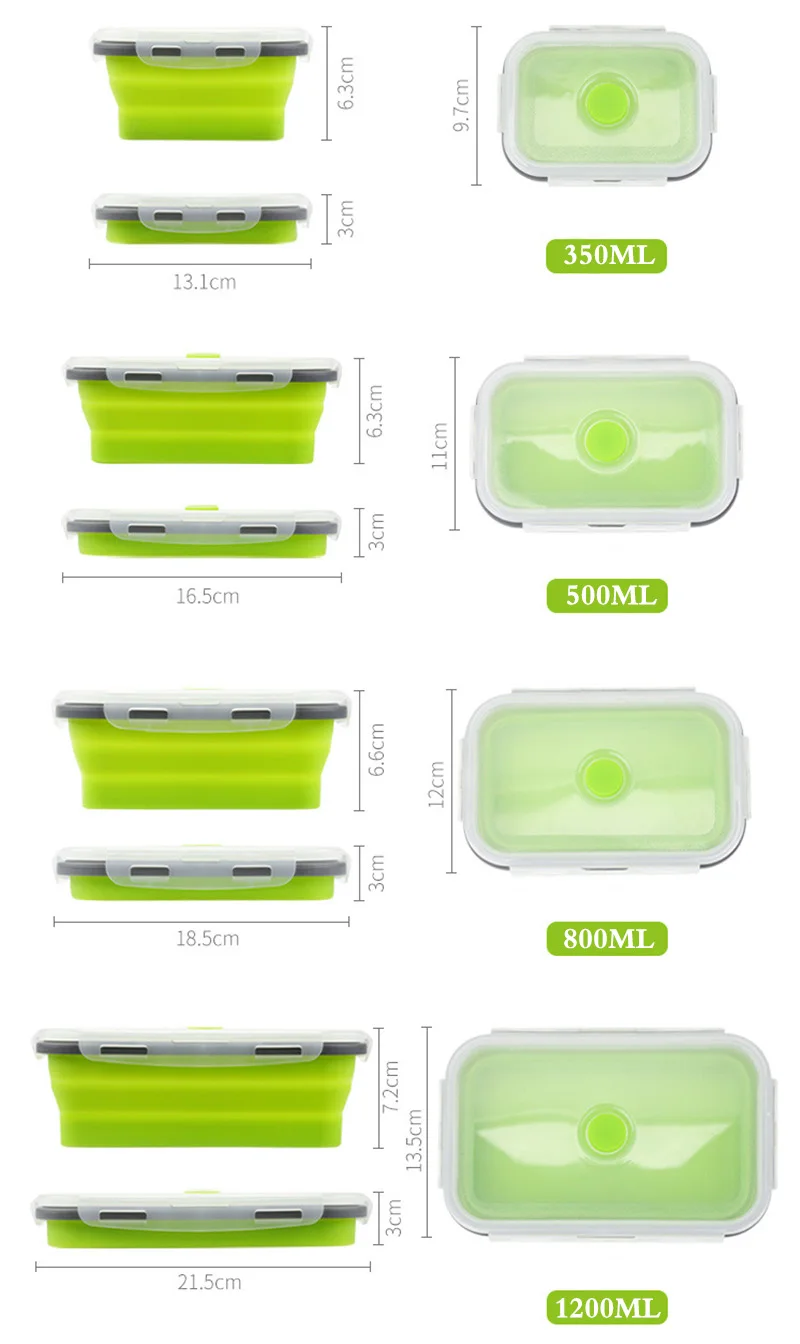 Boîte à déjeuner pliable en silicone, ensemble de 3/4 pièces – Image 6