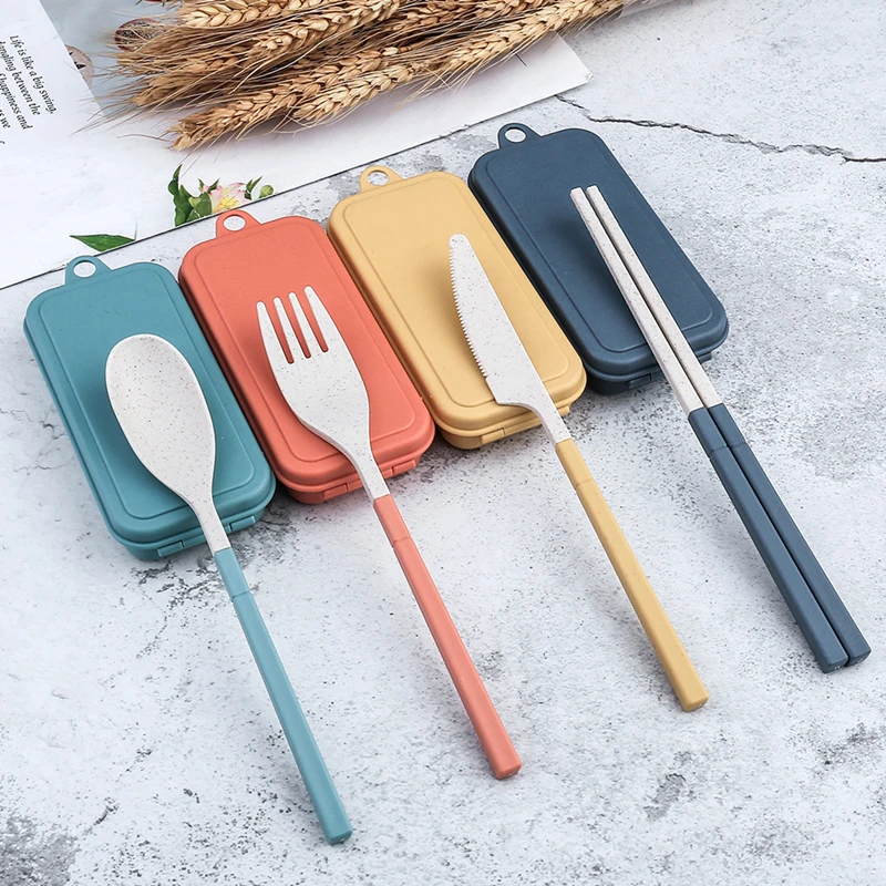 ensemble de 4 pièces de couvert détachables Portable en paille de blé – Image 23