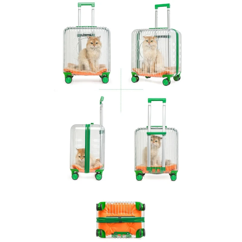 Valise/caisse de transparent chat/chien à roulettes avec poignées, – Image 5