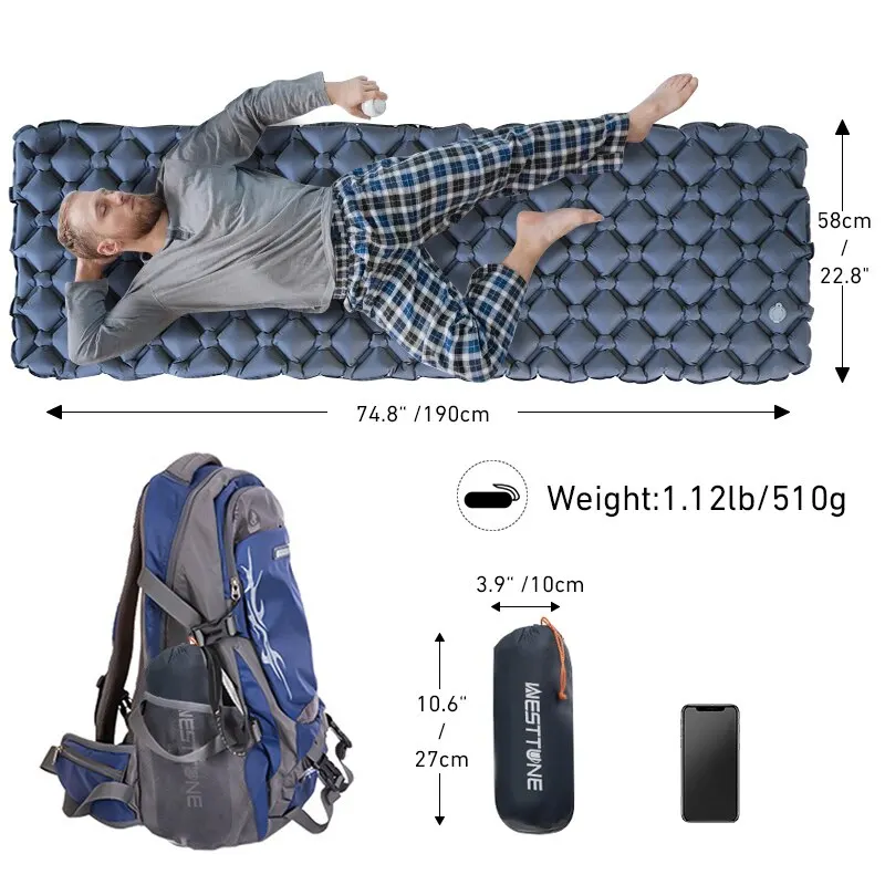 Matelas gonflable ultraléger Coussin d'air d'extérieur Randonnée WESTTUNE – Image 4
