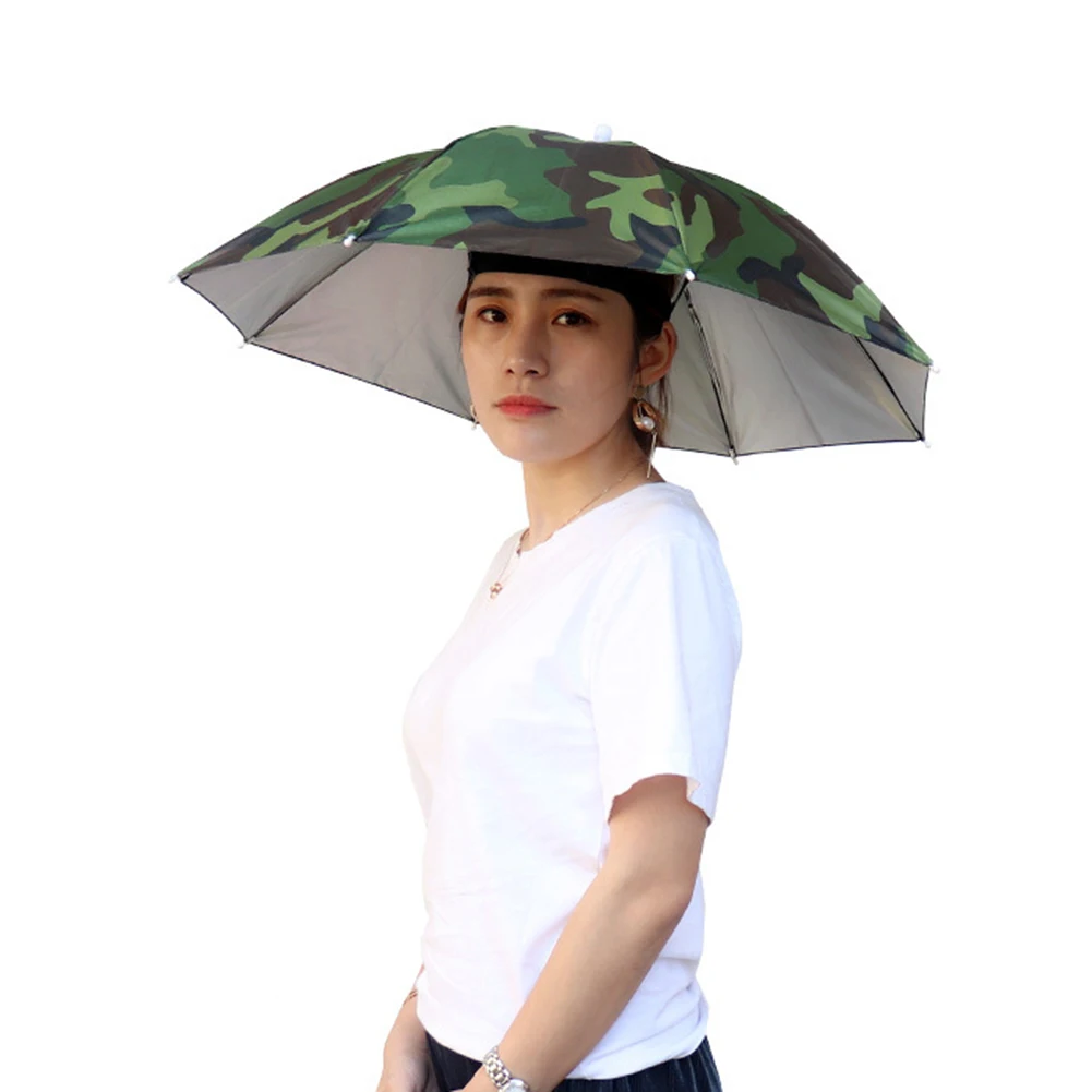 Casquette de parapluie de pêche mains libres, couvre-chef de 69 cm de diamètre, pour soleil, pluie, plage, Golf, pêche, randonnée – Image 3
