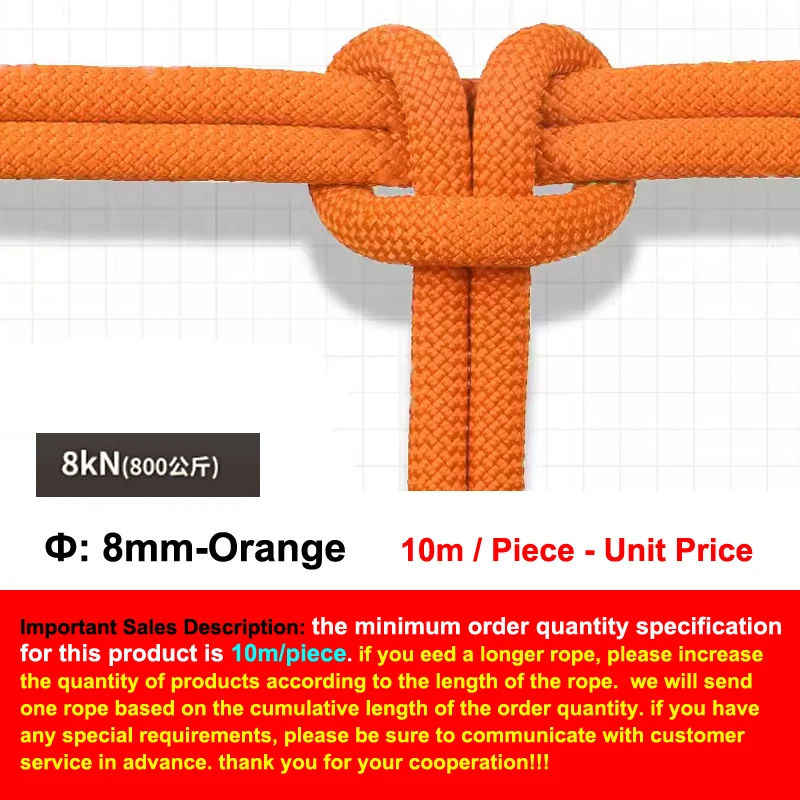 Φ:6/8/10/12mm-10m, Auxiliary Safety Rope,High-Altitude Operations, Emergency Evacuation Rescue Outdoor Mountain Climbing, P737 – Image 22