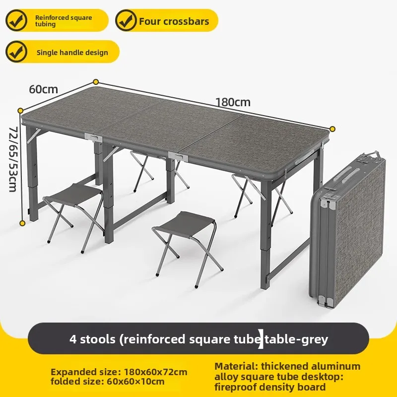 Table de pique-nique pliante 4 personnes réglable en hauteur cadre aluminium 3 versions 100/120/180 cm de long – Image 13