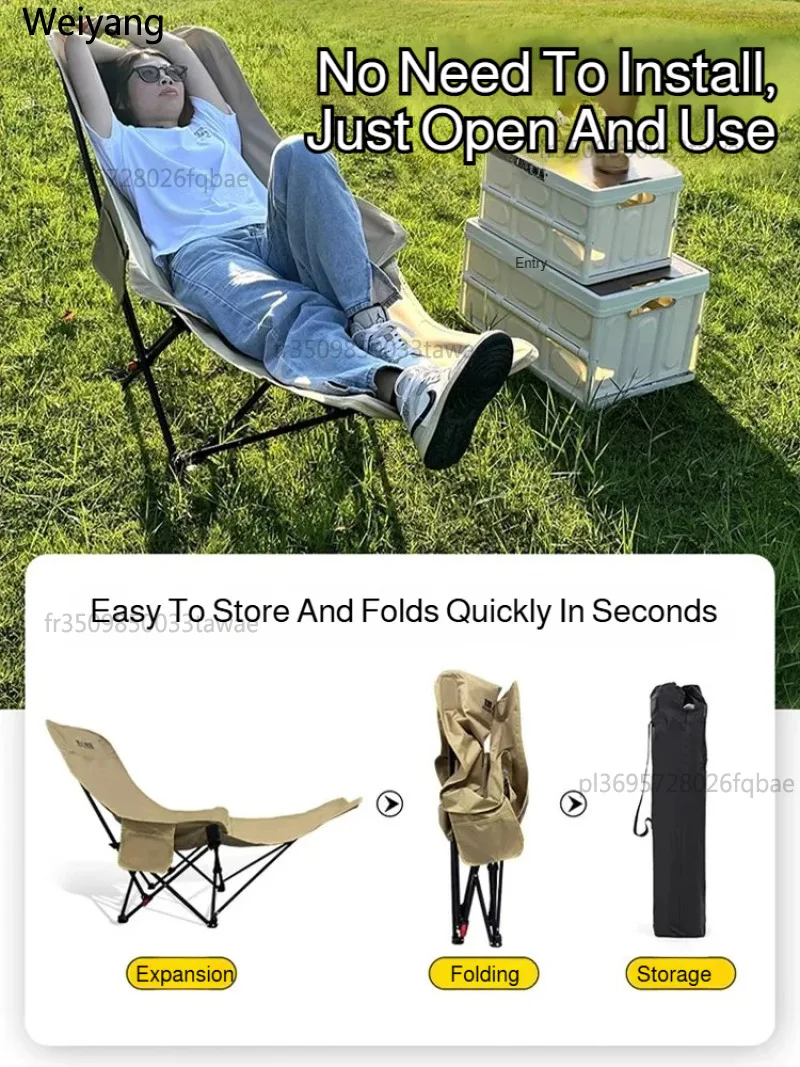 Fauteuil/Chaise pliante de LUXE portable inclinable pliable Appui-tête incurvé grand confort avec repose-jambes – Image 5