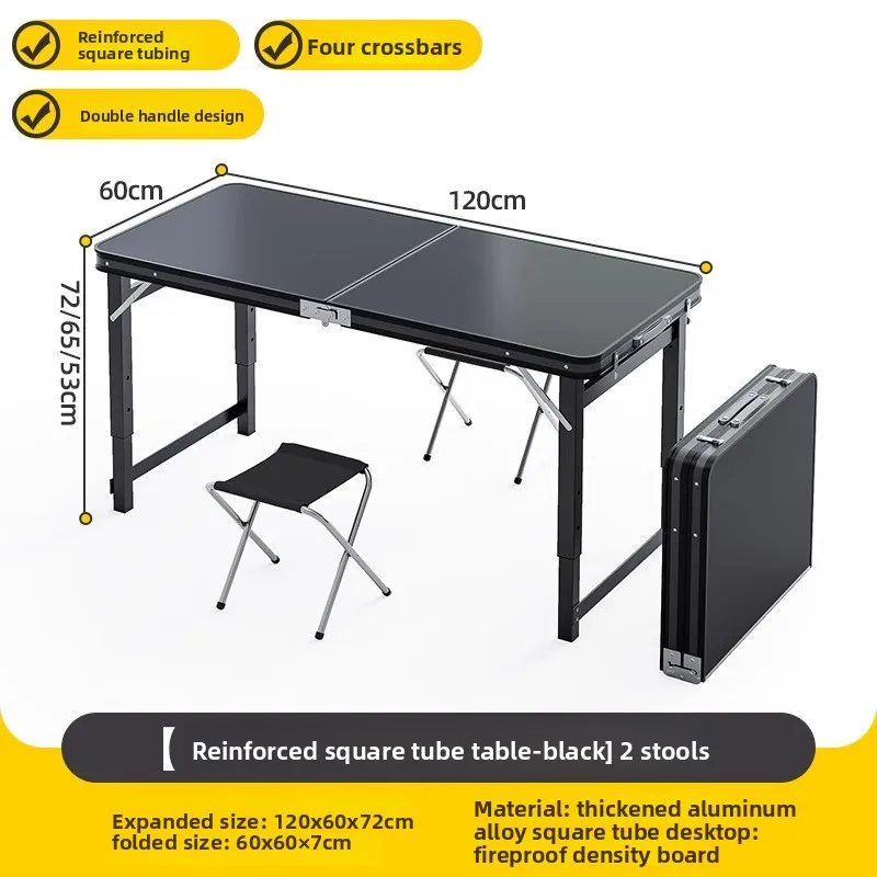 Table de pique-nique pliante 4 personnes réglable en hauteur cadre aluminium 3 versions 100/120/180 cm de long – Image 20