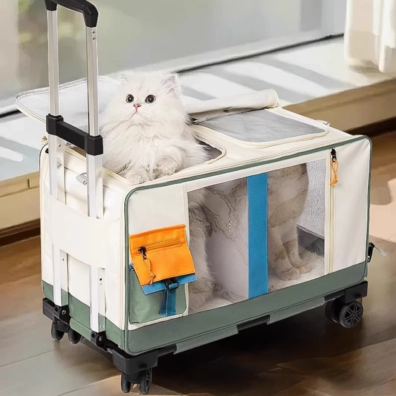 Beau sac de transport pour chat, valise à roulettes multi-animaux de compagnie – Image 2