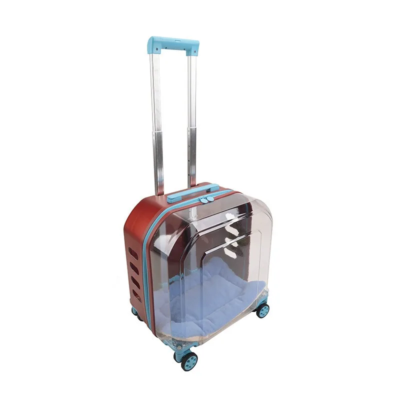 Poussette pliable transparente à 4 roues pour animaux de compagnie, poussette de voyage légère pour chats et chiots – Image 3