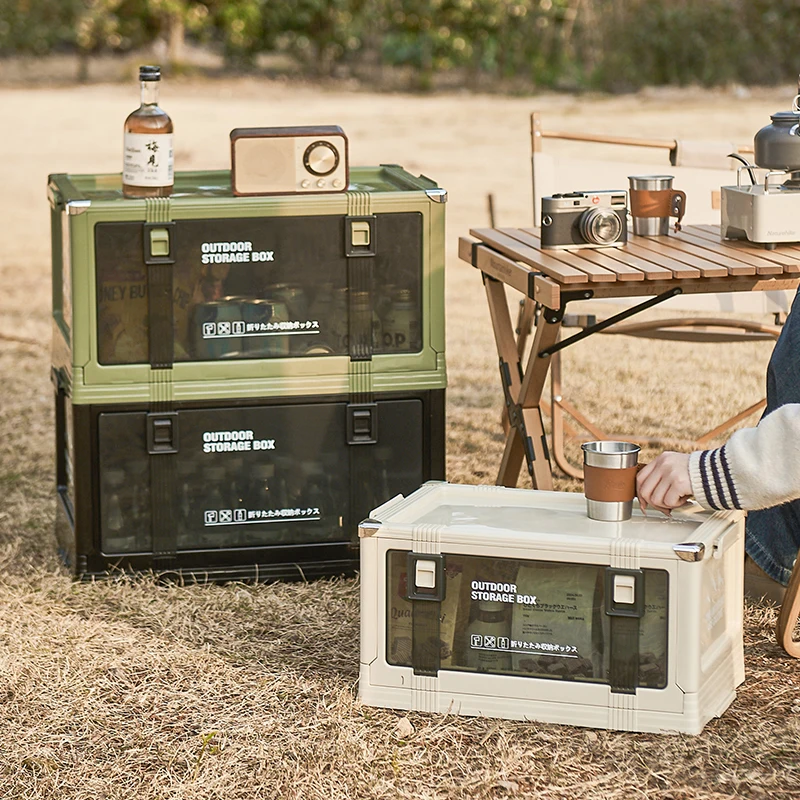 Boîte de rangement pliable épaisse avec couvercle - Idéale pour le camping en plein air, coffre de voiture, pique-niques – Image 4